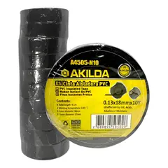 GENERICO - Pack 10 Cinta / Huincha Aisladora 18mm X 10m X 0.13 Akilda