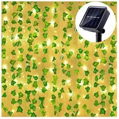 GENERICO - Guirnalda Solar Hojas Led Luz Cálida 3 Mts de Largo navidad