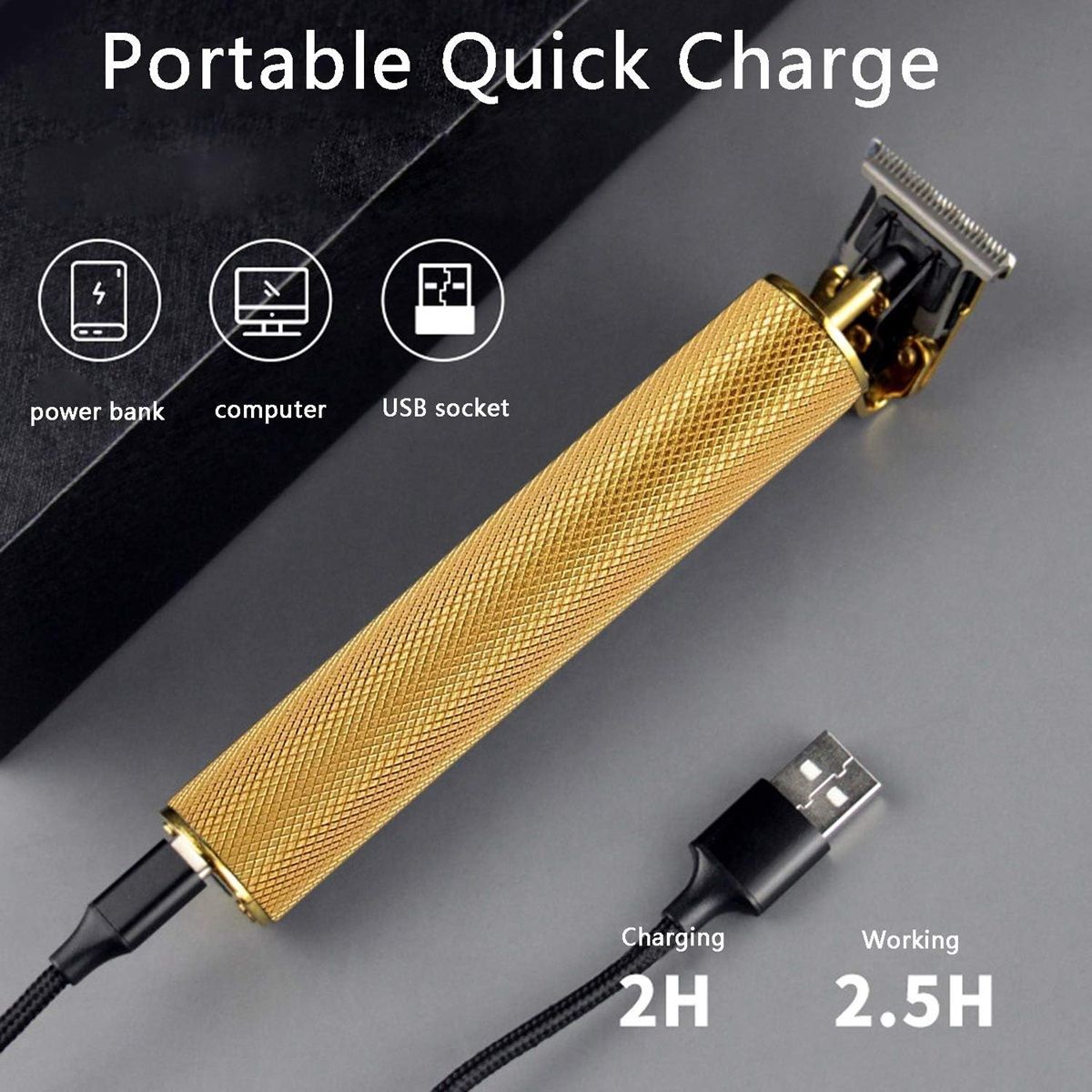 GENERICO - Maquina Cabello Barba Inalámbrica recargable Pro Dorada