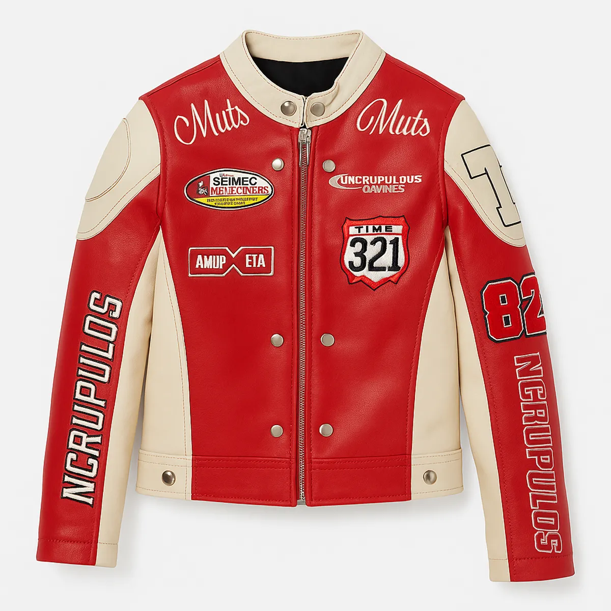KIBOU - Chaqueta Varsity Racing Niños Ecocuero Estilo Universitario Premium