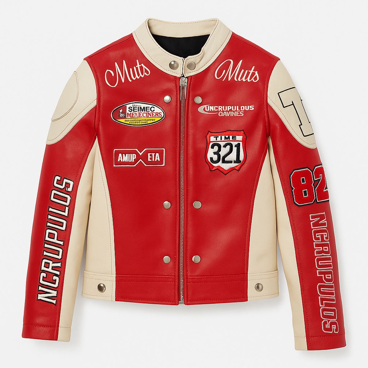 KIBOU - Chaqueta Varsity Racing Niños Ecocuero Estilo Universitario Premium