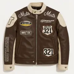 KIBOU - Chaqueta infantil varsity eco cuero modelo racing