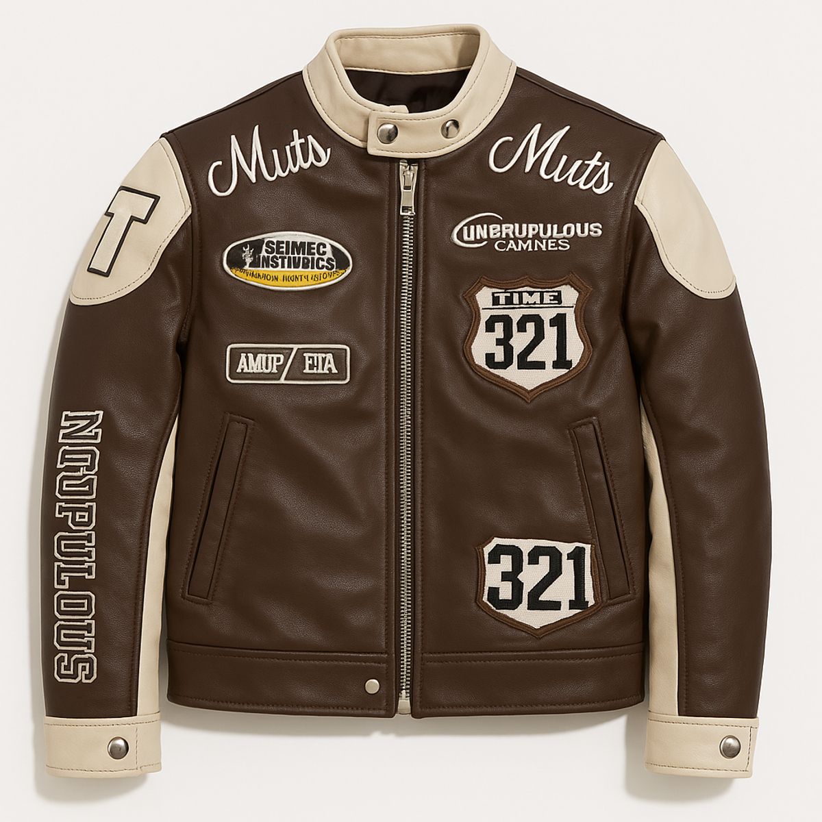 KIBOU - Chaqueta Varsity Racing Niños Ecocuero Estilo Universitario Premium