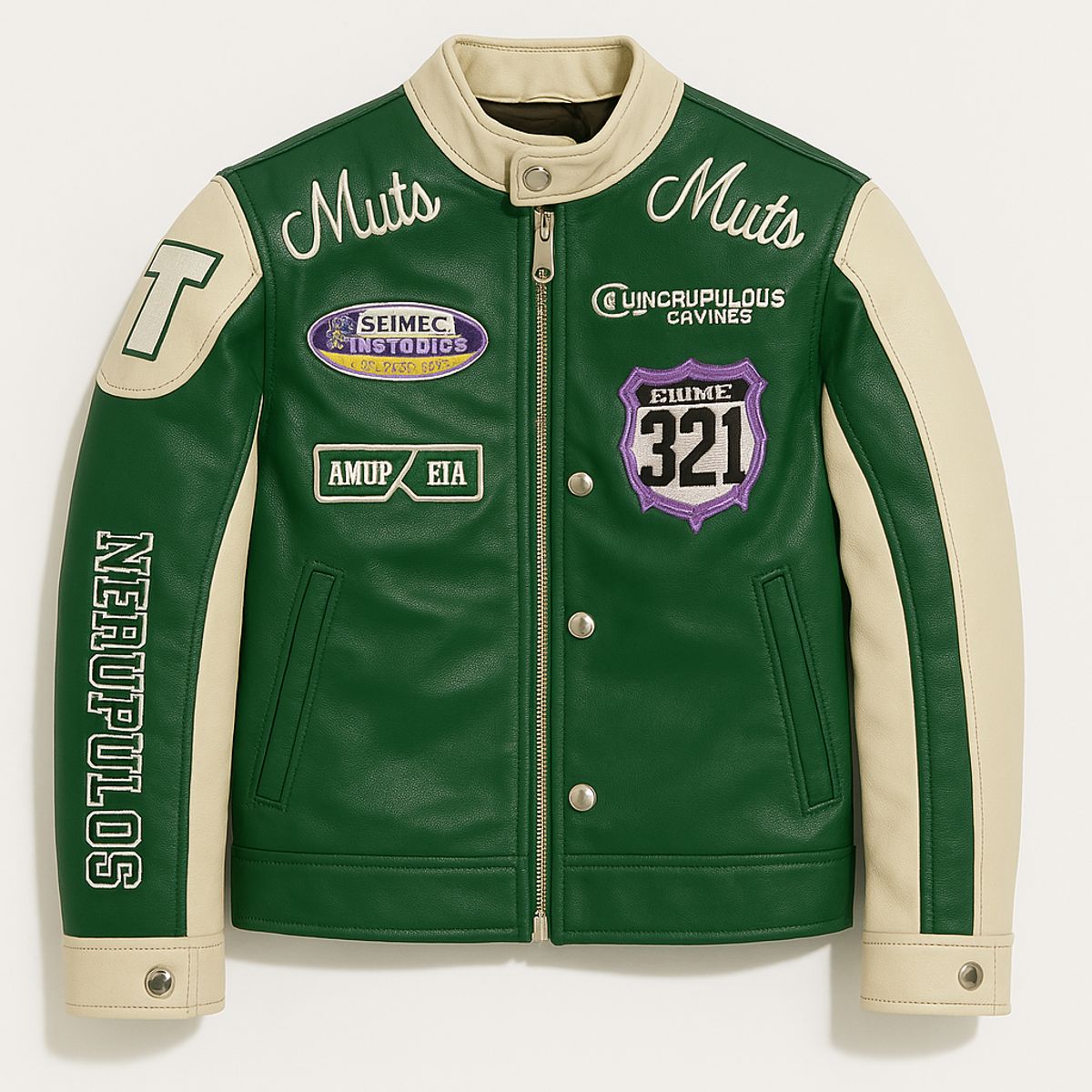 KIBOU - Chaqueta Varsity Racing Niños Ecocuero Estilo Universitario Premium