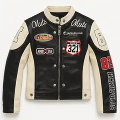 KIBOU - Chaqueta infantil varsity eco cuero modelo racing