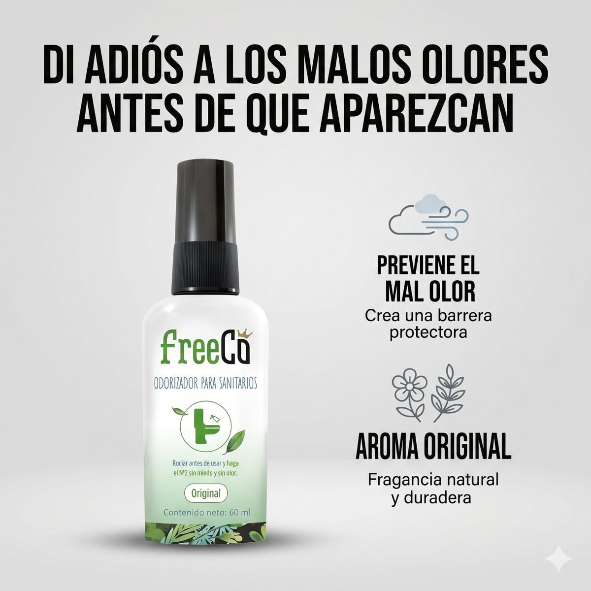 Eliminador de Olores Freeco Aroma Original 60 ml, marca GENERICO - Foto 2
