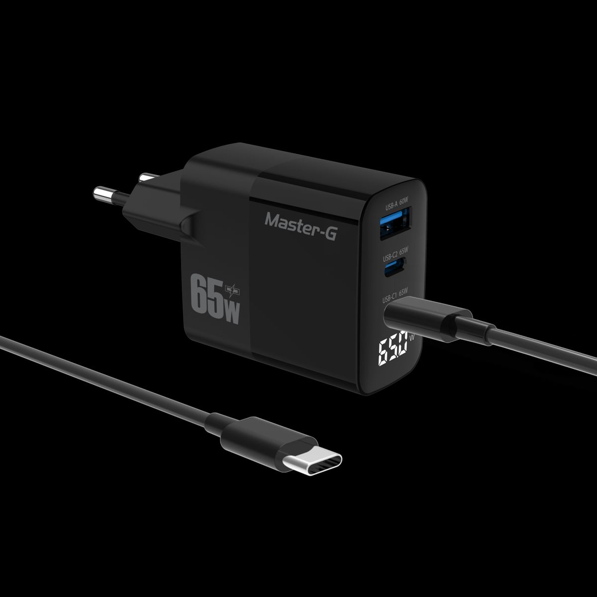 GENERICO - CARGADOR DE PARED MULTIPUERTO 65W 3A5A USB-A2USB-C MASTER-G MGCHARGER65