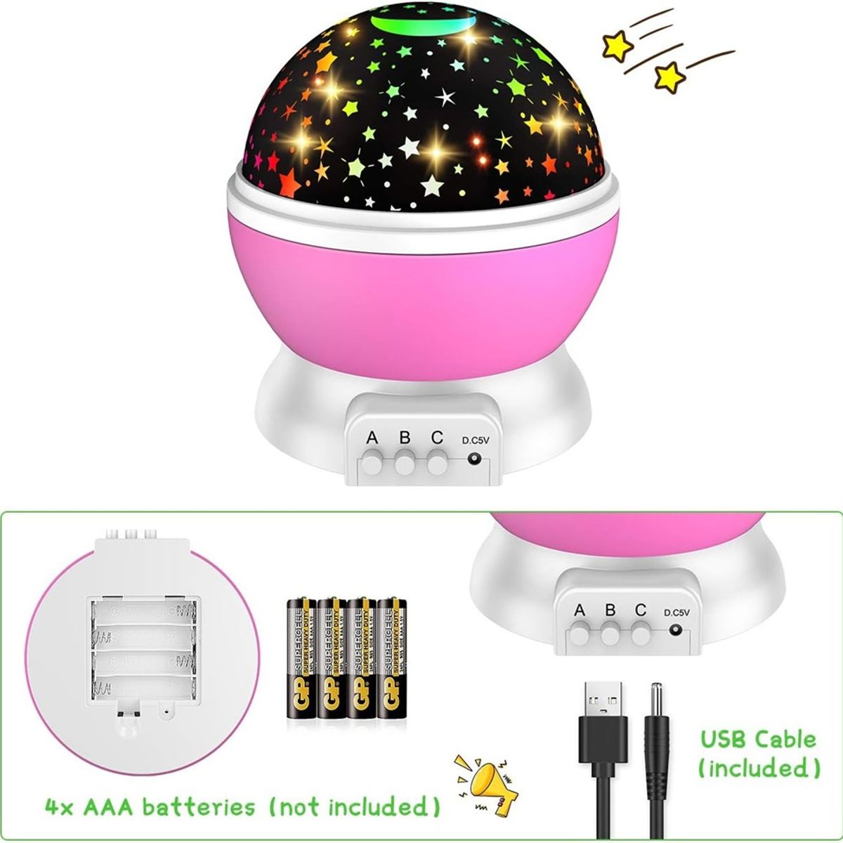 GENERICO - Espanta cucó Proyector De Estrellas lampara Luces Rosa