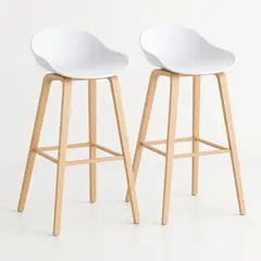 KLIK - Pack de 2 Taburetes Piso Bar Nordic - Blanco