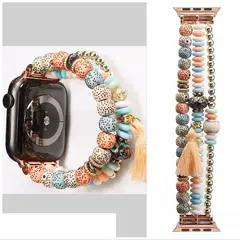 STARTECHOFFICE - Correa Pulsera Bohemia para Apple Watch 4244 mm Diseño Artesanal con Cuentas Decorativas