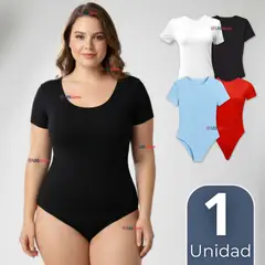 UTILISIMO - Body Ajustable Moldeador 100% Bambú Cuello Redondo Manga Corta Mujer Colores Surtidos