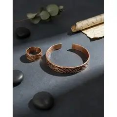 GENERICO - Pulsera Brazalete De Cobre + Anillo Ajustable Terapia Artritis Mas Bolsa