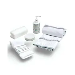 MASHINI - Juego de Baño en Caja 6 Piezas Cortina Toalla y Jaboneras