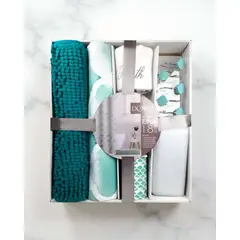 DORAL - Juego de Baño 18 Piezas Cortina Alfombra Toalla y Jaboneras