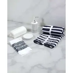 MASHINI - Juego de Baño en Caja 6 Piezas Cortina Toalla y Jaboneras