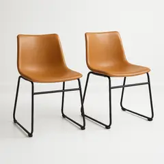 KLIK - Pack de 2 Sillas Burgos de Comedor o Living de Cuero Sintético y Metal Industrial