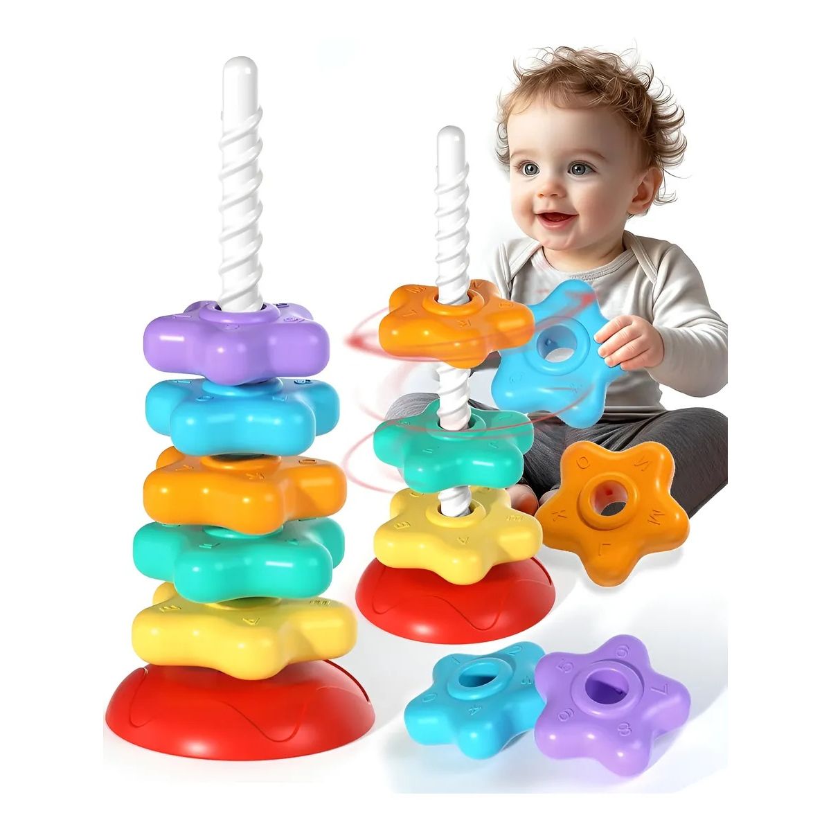 NO LOGO - Torre Arcoiris Apilable Giratoria Para Niños