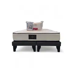 GENERICO - Base 2 Plazas Gris Henko Premium + Colchon + Almohadas + Juego de sabana
