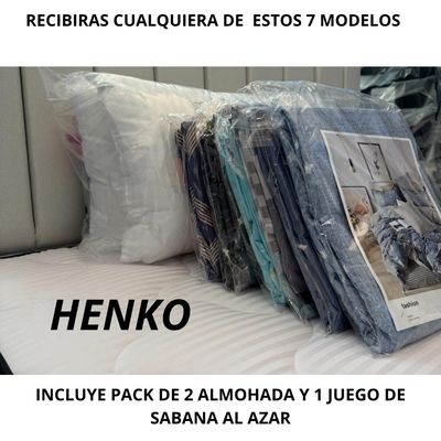 Imagen 2 del producto Base 2 Plazas Negro Henko Premium + Colchon + Almohadas + Juego de sabana