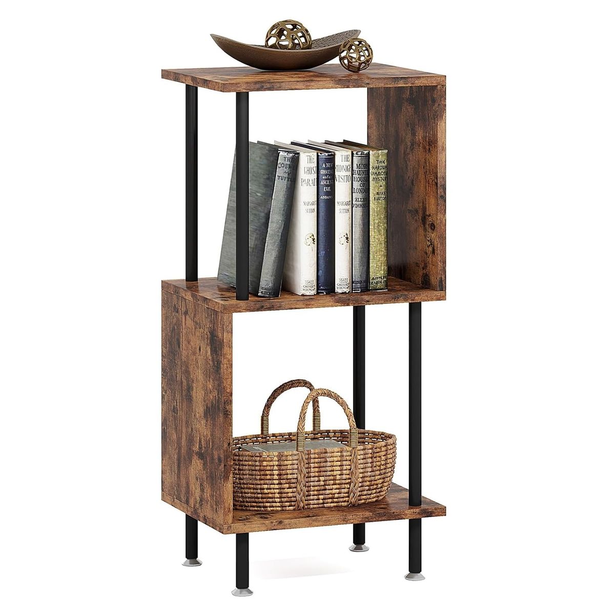 YOMYM - Three-tier modern bookshelf S-shaped bookcase 37x28x79cm