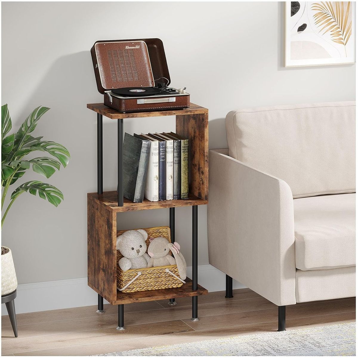 YOMYM - Three-tier modern bookshelf S-shaped bookcase 37x28x79cm