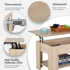 EDWINAYY - Mesa De Centro Elevable Color Madera