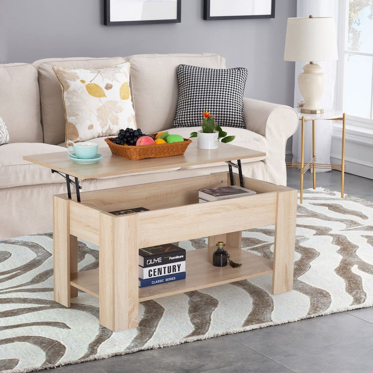 EDWINAYY - Mesa De Centro Elevable Color Madera