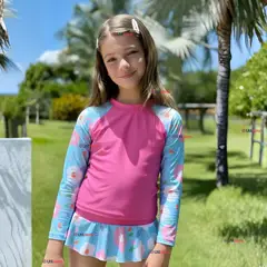 JUMP KIDS - Traje De Baño Manga Larga Estilo Tankini Con Falda Niña 2 a 7 años Pretty Flowers