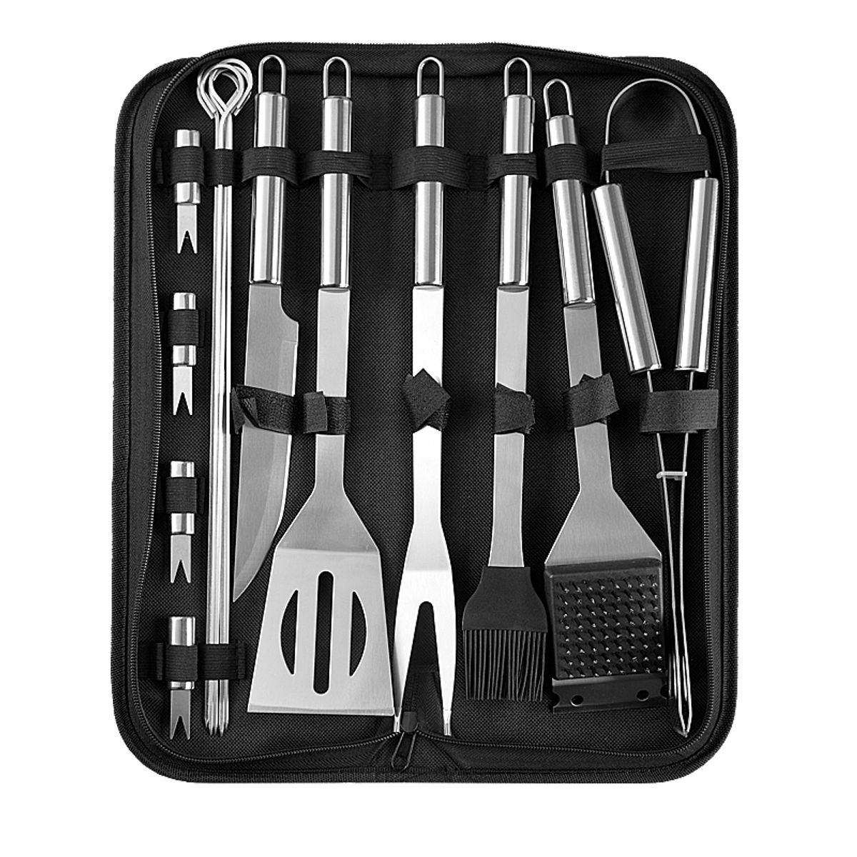 GENERICO - Set Parrillero 15 Piezas Acero Inoxidable Accesorios Para Parrilla