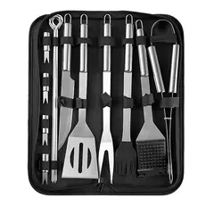 GENERICO - Set Parrillero 15 Piezas Acero Inoxidable Accesorios Para Parrilla