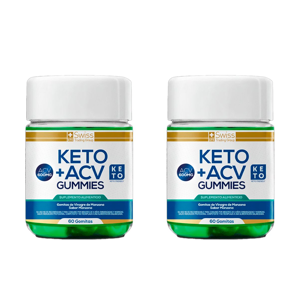 KETO PLUS - Pack 2 Keto Plus 60 c/u Gomitas De Vinagre de Manzana Quemador de Grasa con Magnesio y Zinc