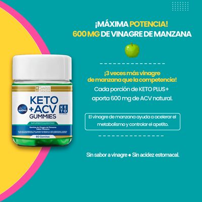 Imagen 2 del producto Pack 2 60 c/u Gomitas De Vinagre de Manzana Quemador de Grasa con Magnesio y Zinc