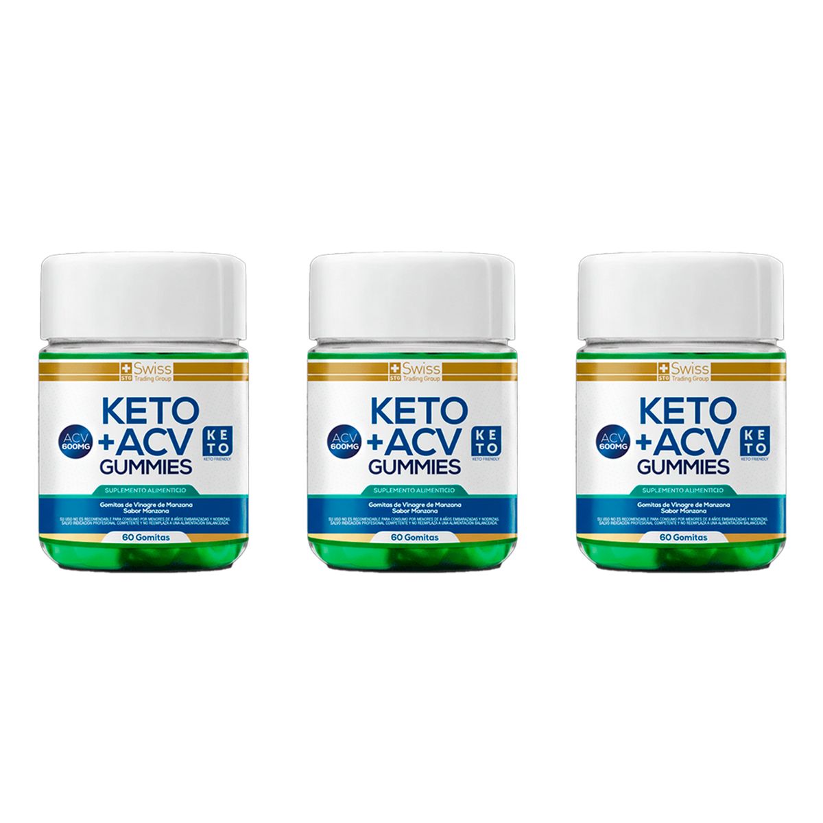 KETO PLUS - Pack 3 Gomitas De Vinagre de Manzana con Magnesio y Zinc