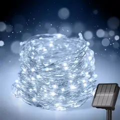 SUPERCENTER - Guirnalda De Alambre Leces De Cobre Navidad Solar 100l 12m Blanco