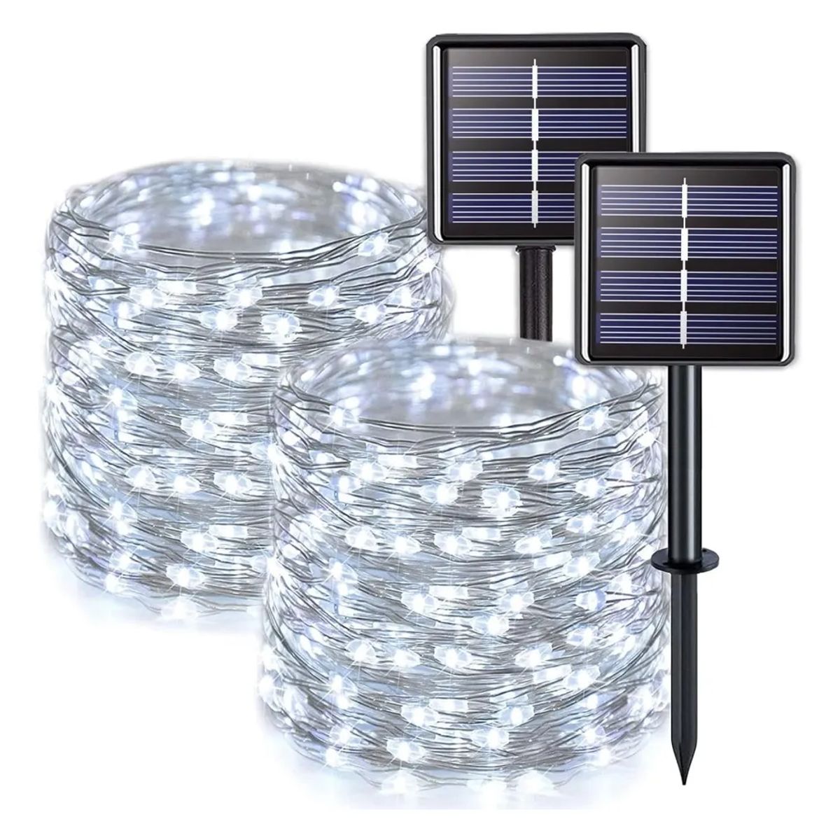 SUPERCENTER - Guirnalda Solar Alambre Hada Led Navideño Pack 2 X20m Cálida Amarillo Blanco