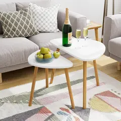 YOMYM - Set 2 Mesa triangular 60×40×45cm+40×30×40cm Blanco