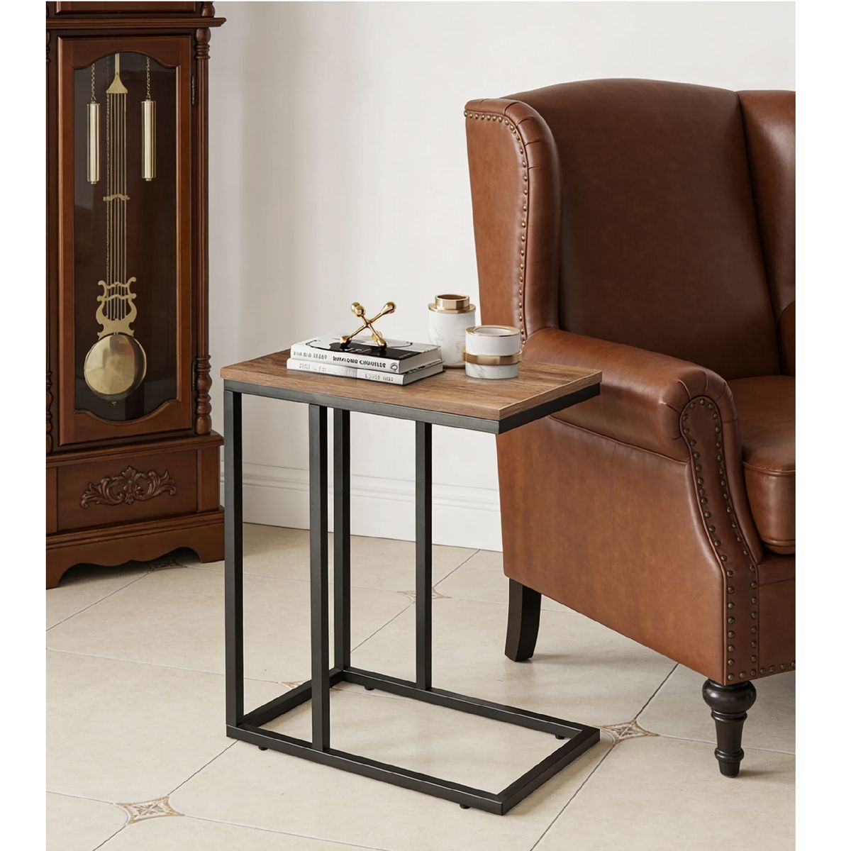 YOMYM - Mesa Auxiliar De Cuadrado Salón 48×30×60 CM Marrón