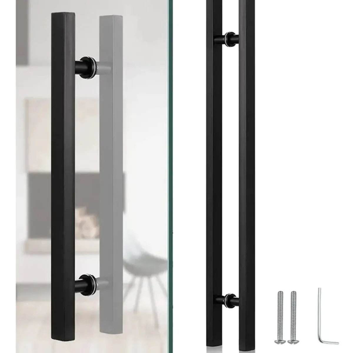 TNAKIEX - Tirador De Puerta Tipo H De Acero Inoxidable, 80 Cm Negro