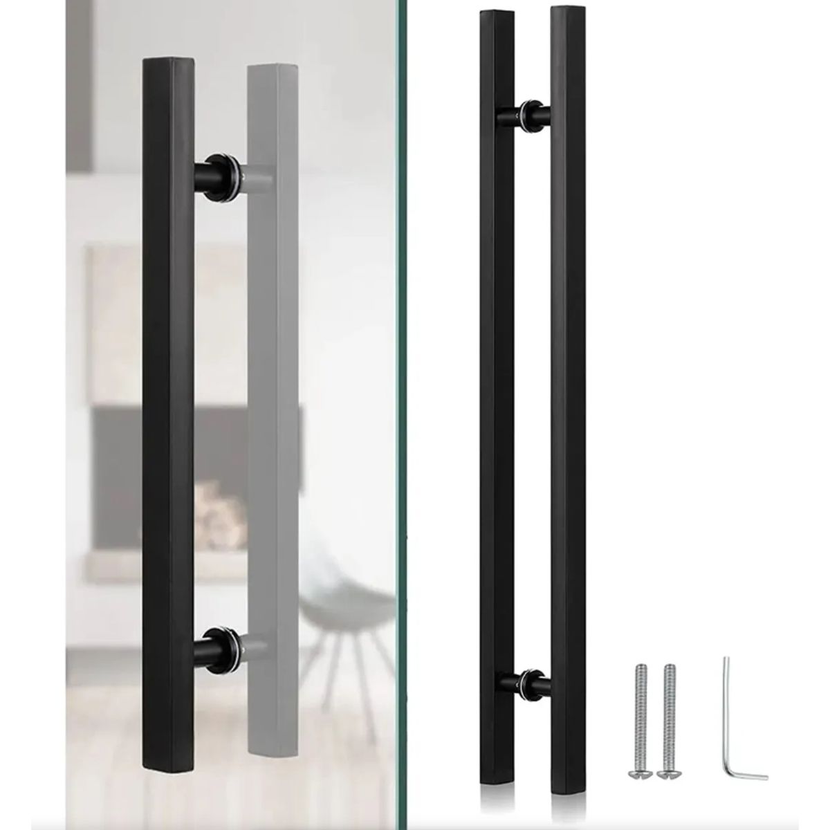 TNAKIEX - Tirador De Puerta Tipo H De Acero Inoxidable, 80 Cm Negro