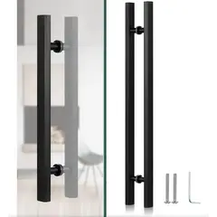 TNAKIEX - Tirador De Puerta Tipo H De Acero Inoxidable, 80 Cm Negro