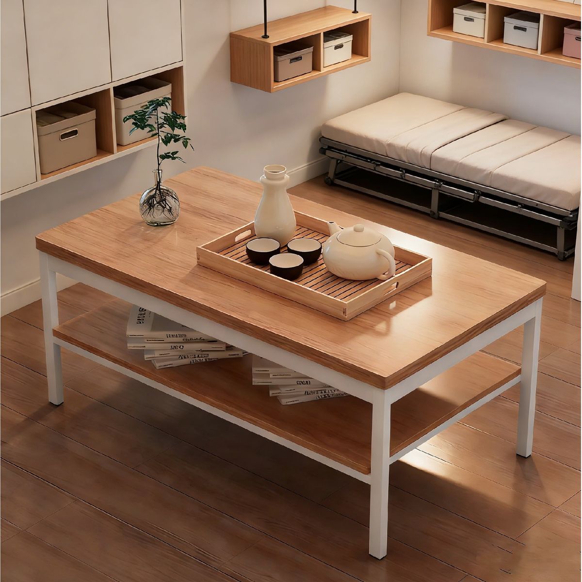 YOMYM - Mesa de Centro de Doble Altura 100×50×45 cm
