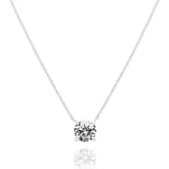LUXURYJOYAS - Off Collar Punto Cristal Oro Blanco 18k Bañado Circonita Mujer