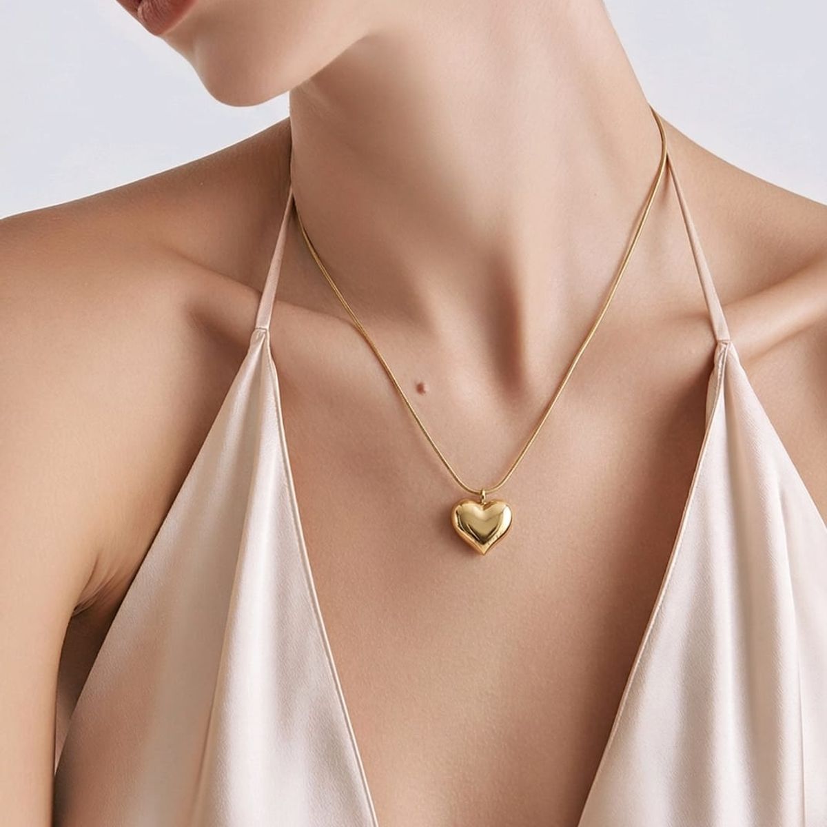 LUXURYJOYAS - Collar Mujer Corazón Moderno Oro 18kt Bañado Exclusivo