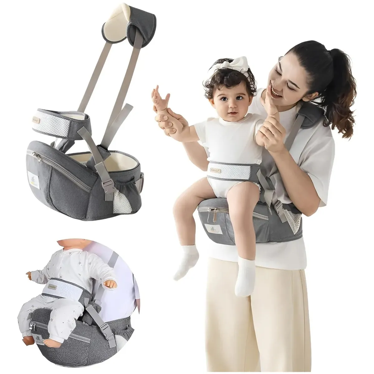 EVERSO - Portabebé Ergonómico con Asiento de Cadera Soporte Lumbar y Correas Ajustables