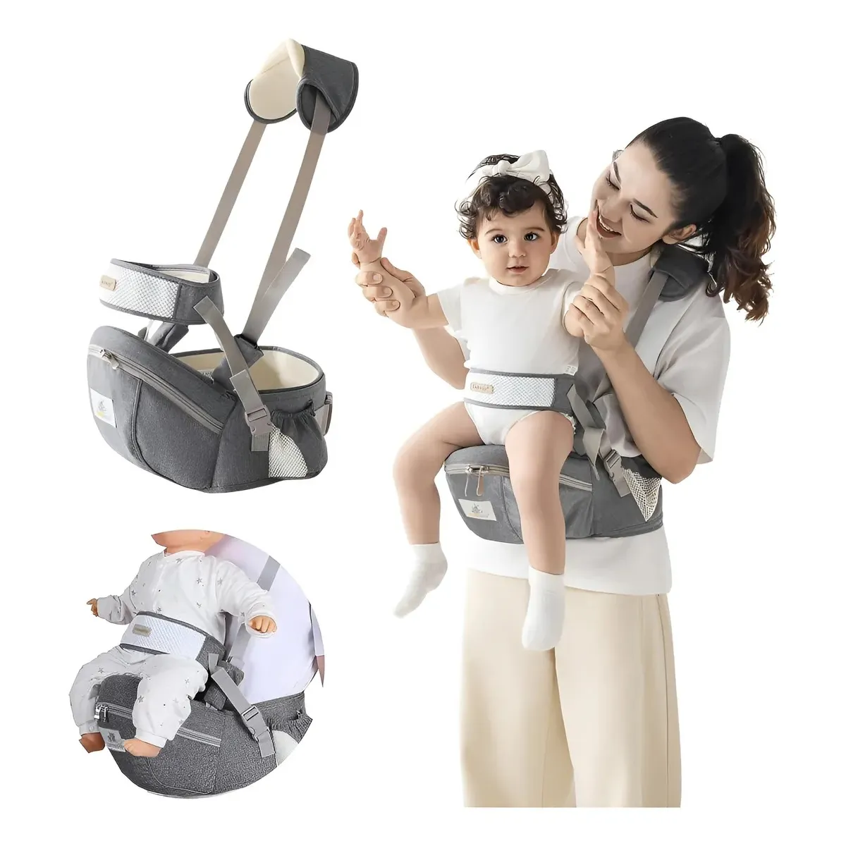 EVERSO - Portabebé Ergonómico con Asiento de Cadera Soporte Lumbar y Correas Ajustables