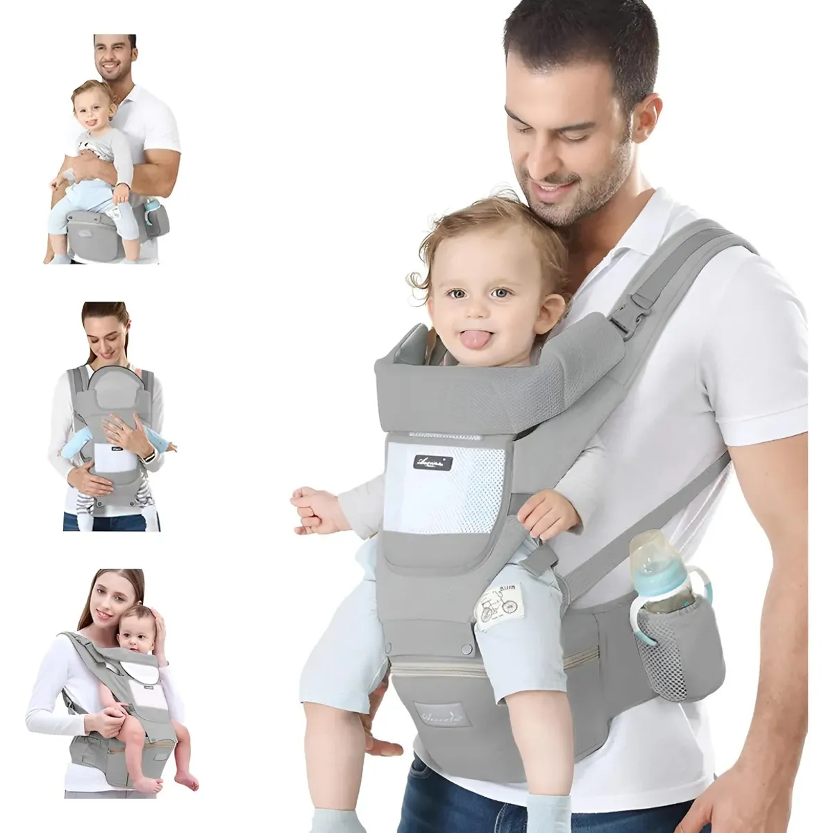 EVERSO - Mochila Portabebés Ergonómica Asiento Multifuncional GRiS nuevo