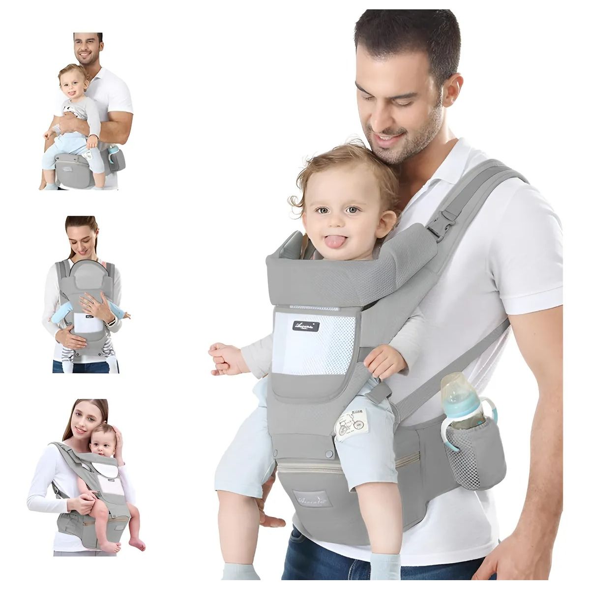 EVERSO - Mochila Portabebés Ergonómica Asiento Multifuncional GRiS nuevo