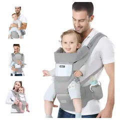 EVERSO - Mochila Portabebés Ergonómica Asiento Multifuncional GRis nuevo