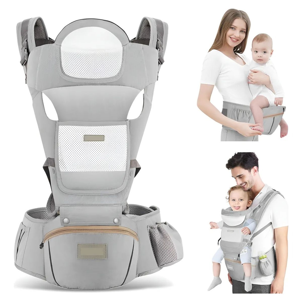 EVERSO - Mochila Portabebés Ergonómica Asiento Multifuncional GRiS nuevo