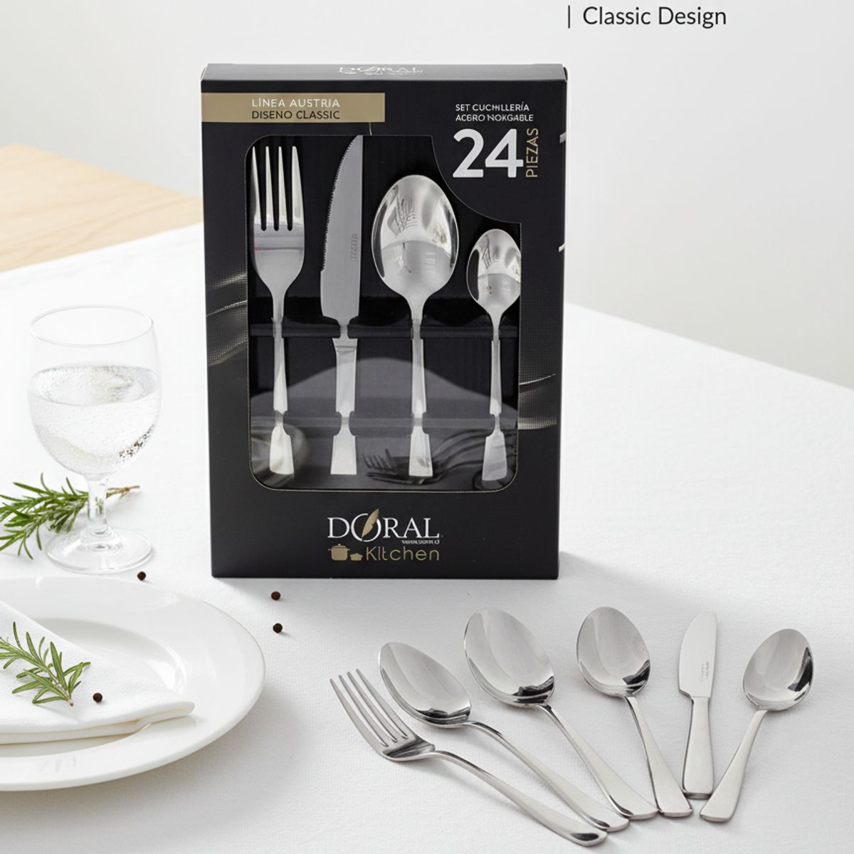 DORAL - Set Cuchillería 24 Piezas 1.5 Mm Plateado Color Classic